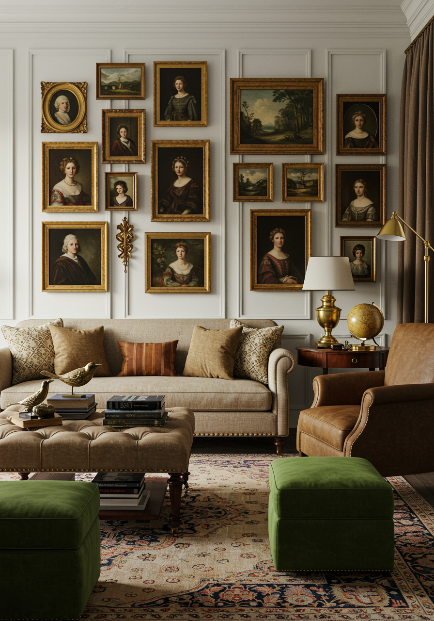 Living room with artwork collection