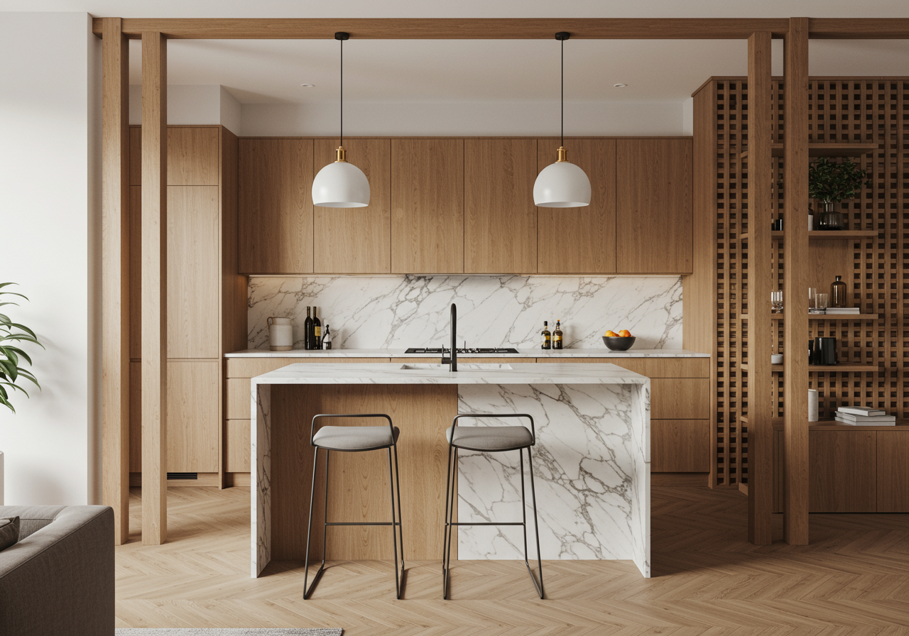 Image may contain Indoors Interior Design Kitchen Sink Sink Faucet Art Painting Wood Wood Panels and Furniture