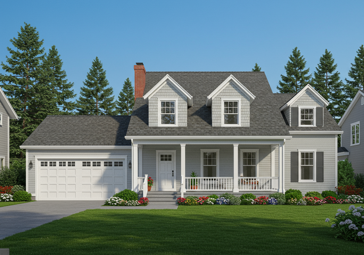 what is a cape style house? cape cod home with siding and dormer windows