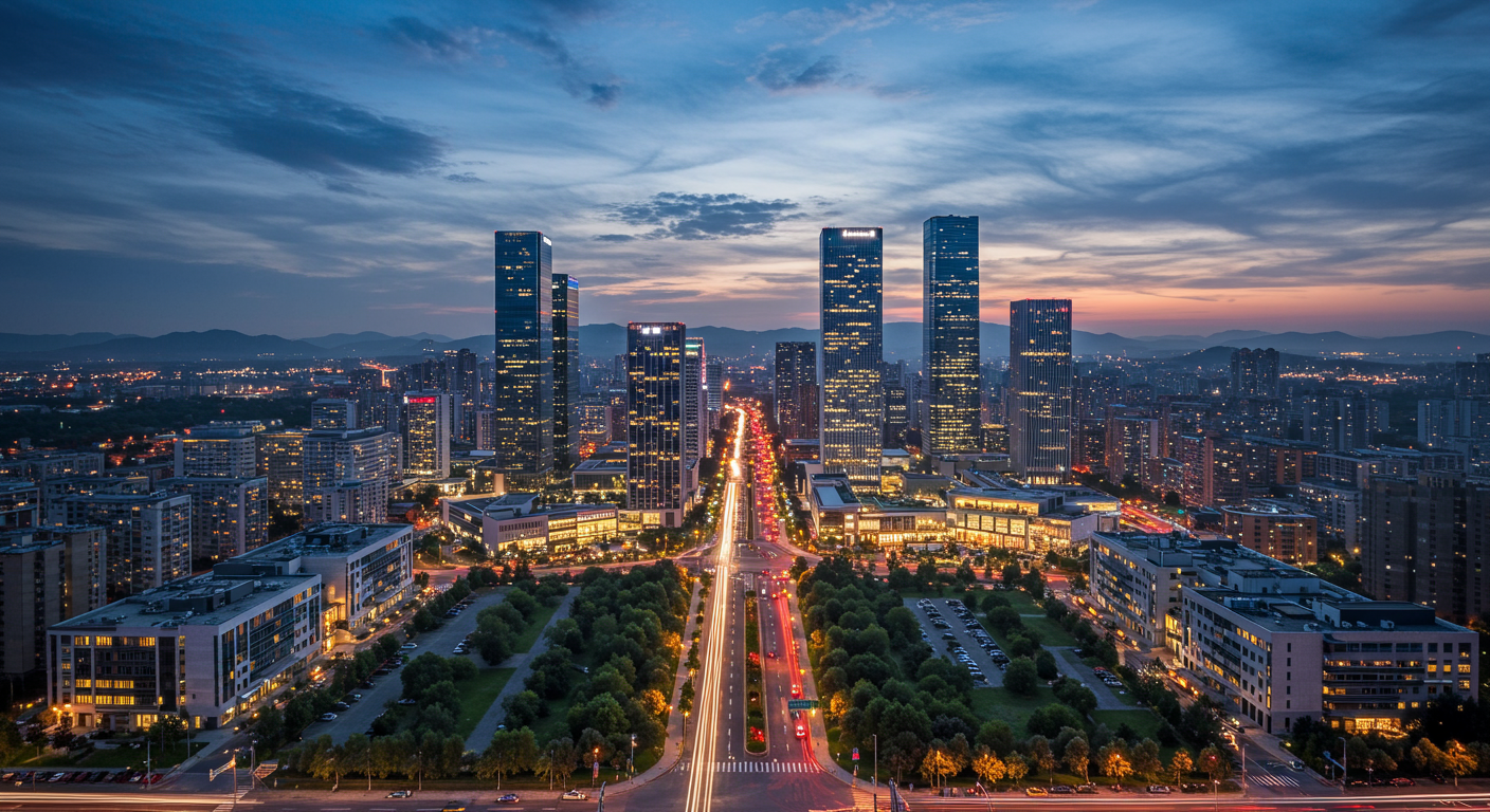 Aerial view of Irvine, CA freeway and houses