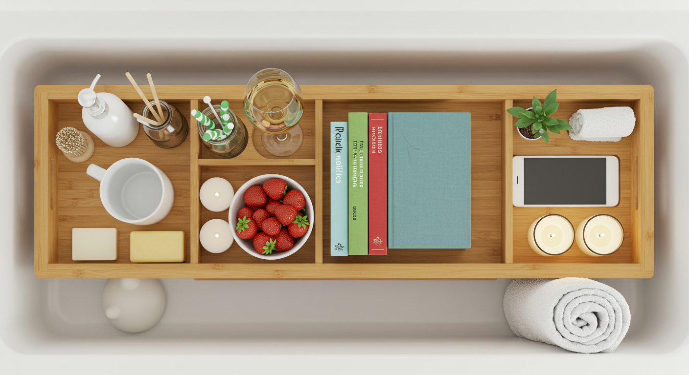 Take longer baths with a tray for your wine and books.