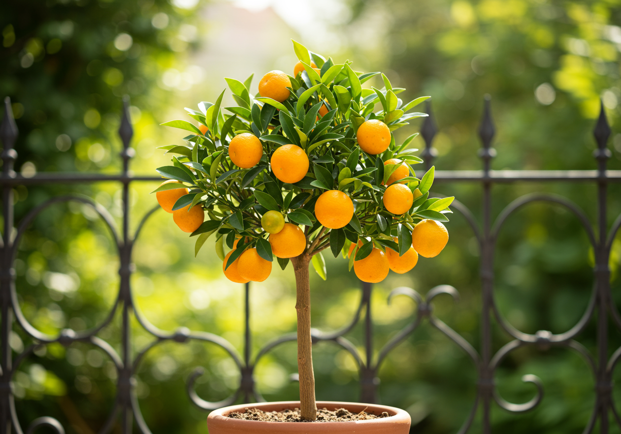 Potted kumquat tree