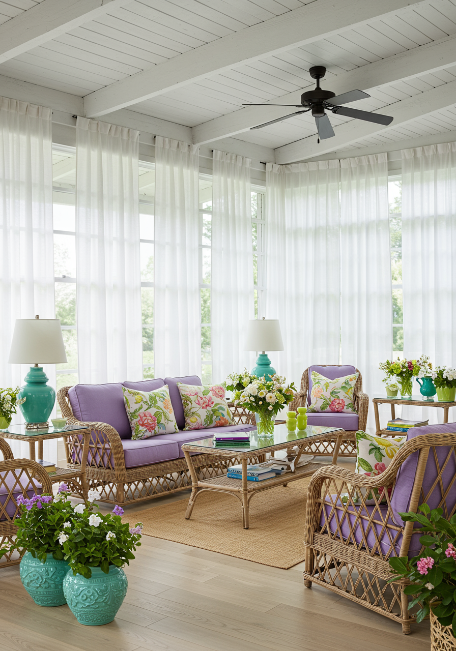 porch purple rattan furniture