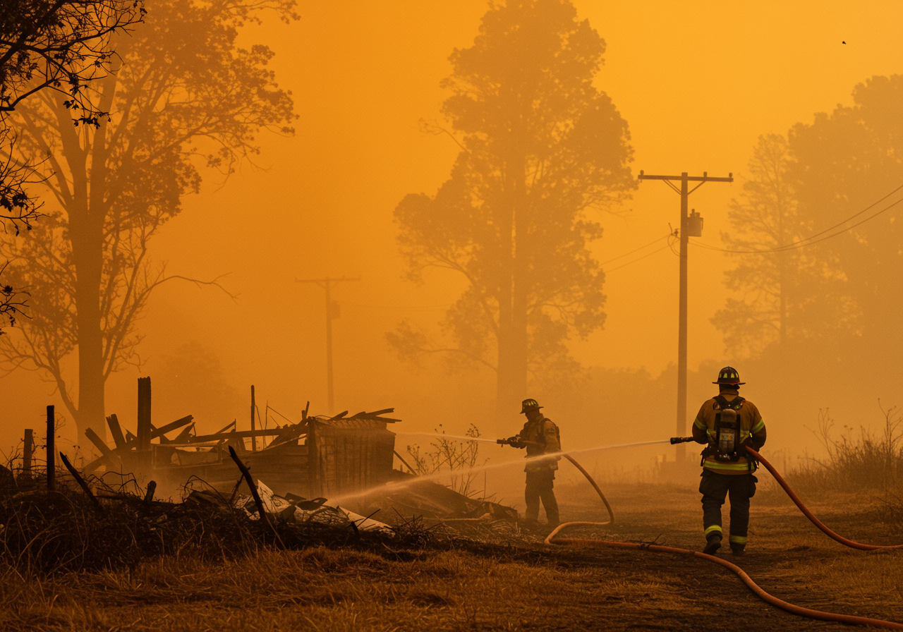 FIrefighters in Mill City, Oregon.