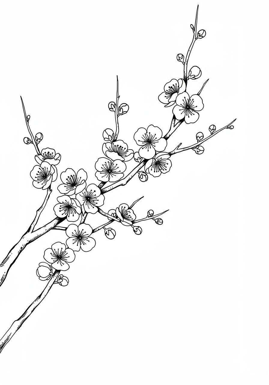 Cherry Blossom Coloring Page 3