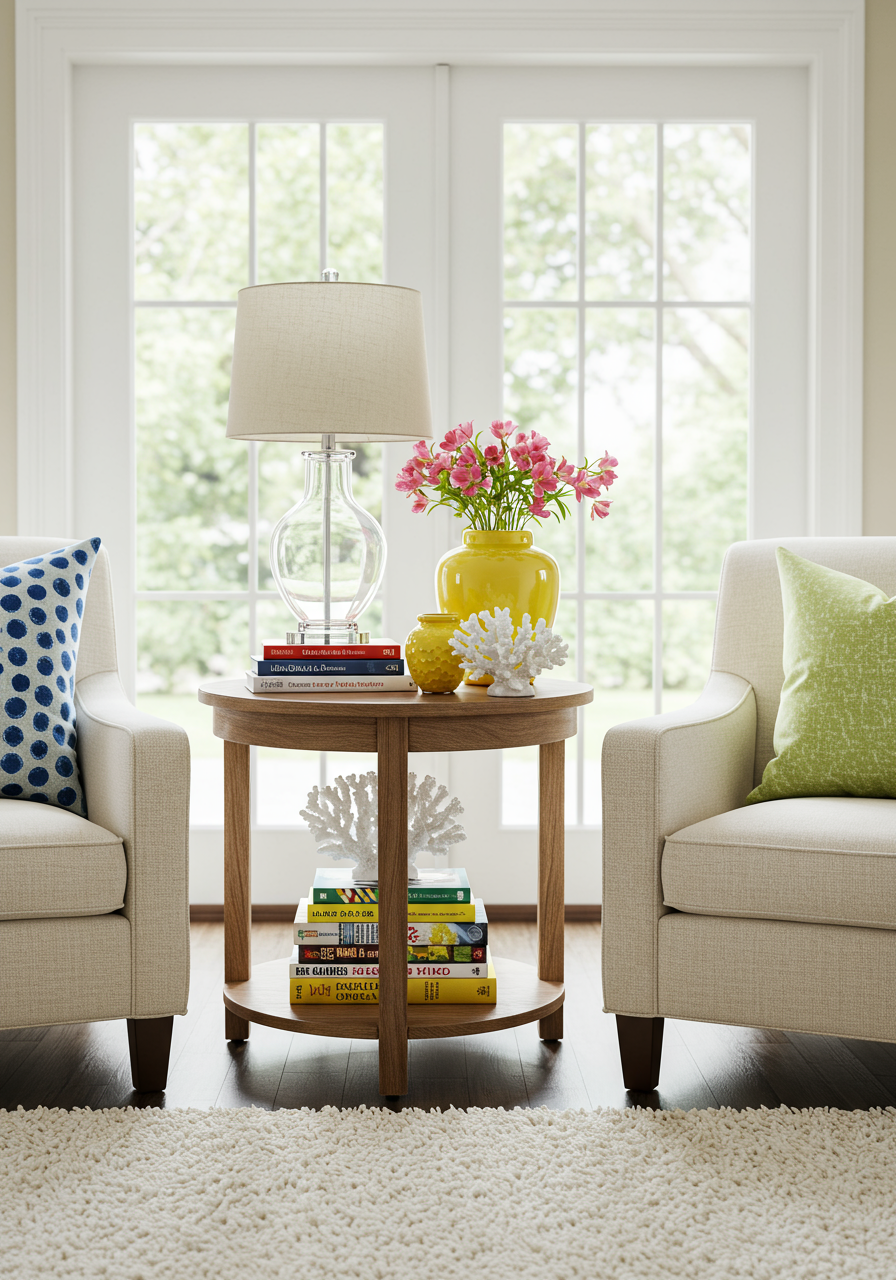 Lamp, sofa, table, window