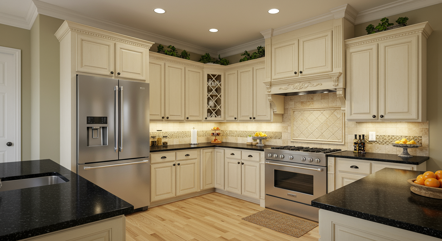 Modern kitchen with stainless steel appliances