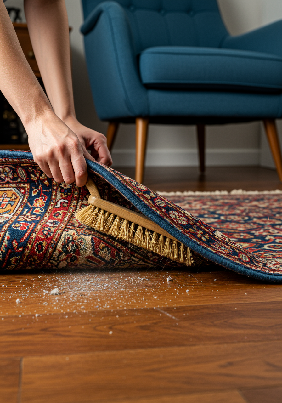 Sweeping floor under rug