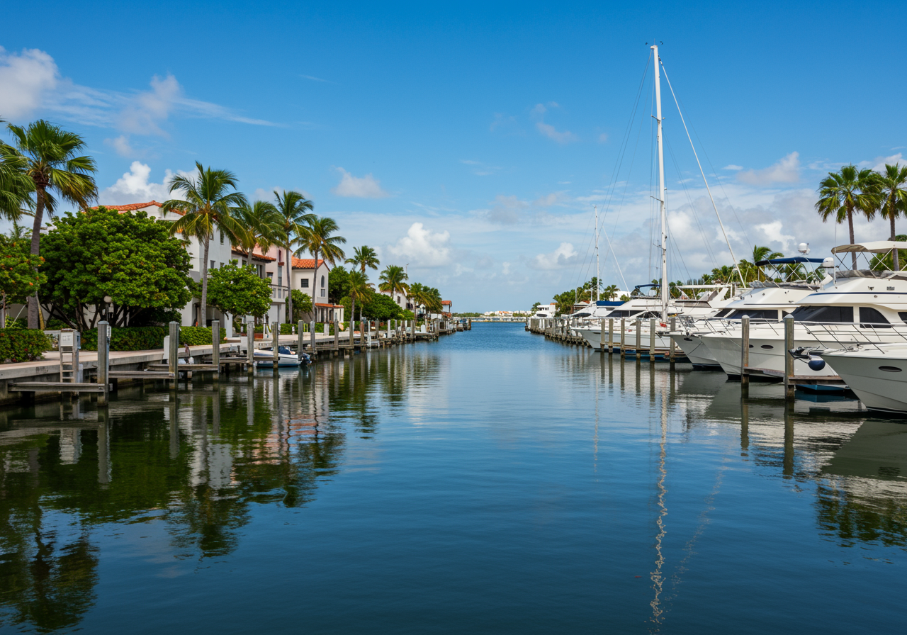 Biscayne Bay Boat Dock at the Grove Key Marina in Coconut Grove Miami Dade South Florida