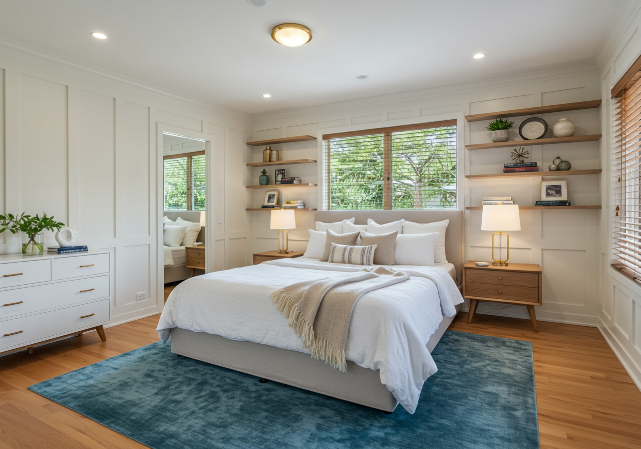 built in shelving in bedroom