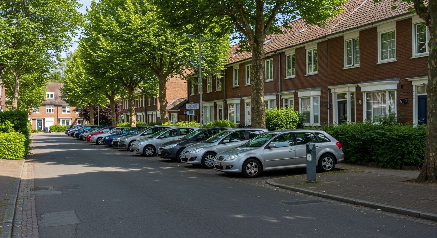 Cars parked in a line