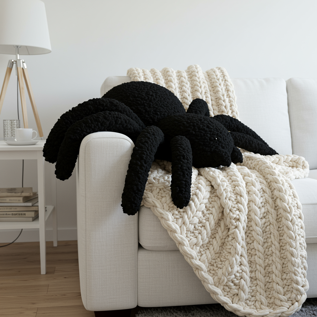 Pottery Barn Faux Fur Spider Shaped Pillow
