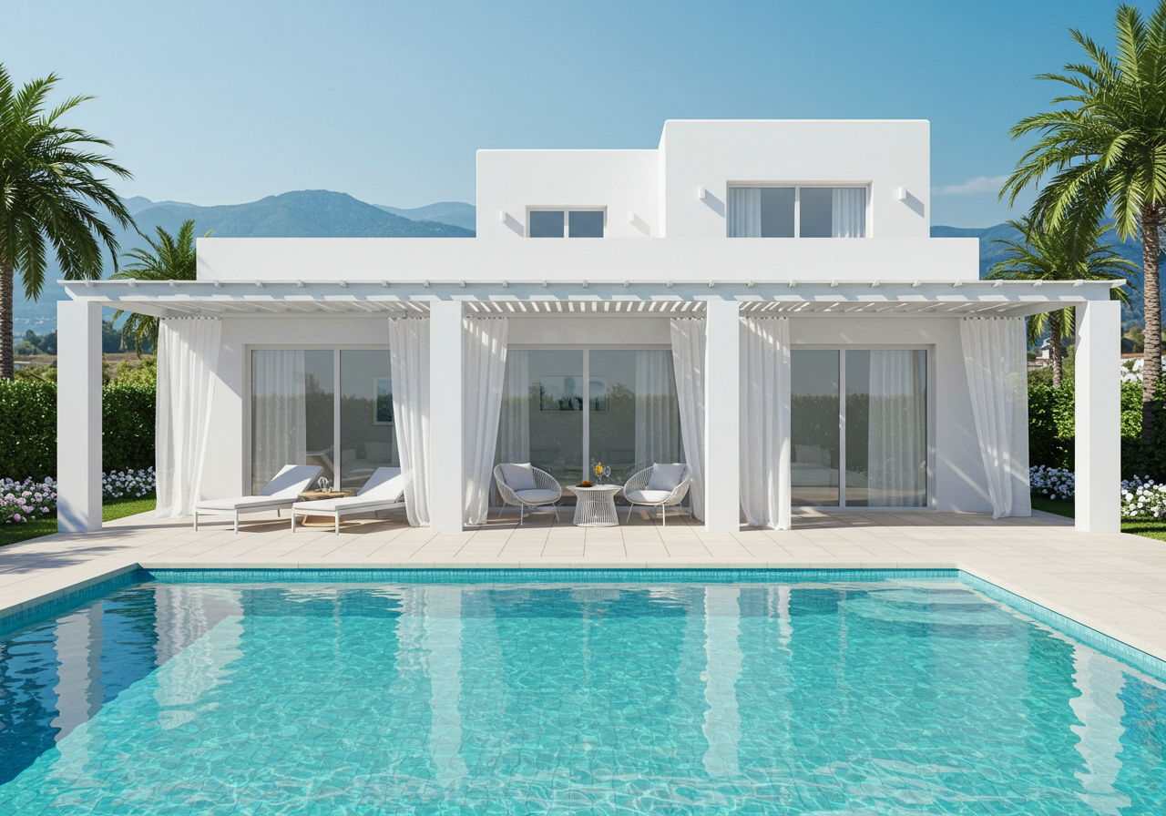 mid century modern house with pool in the backyard