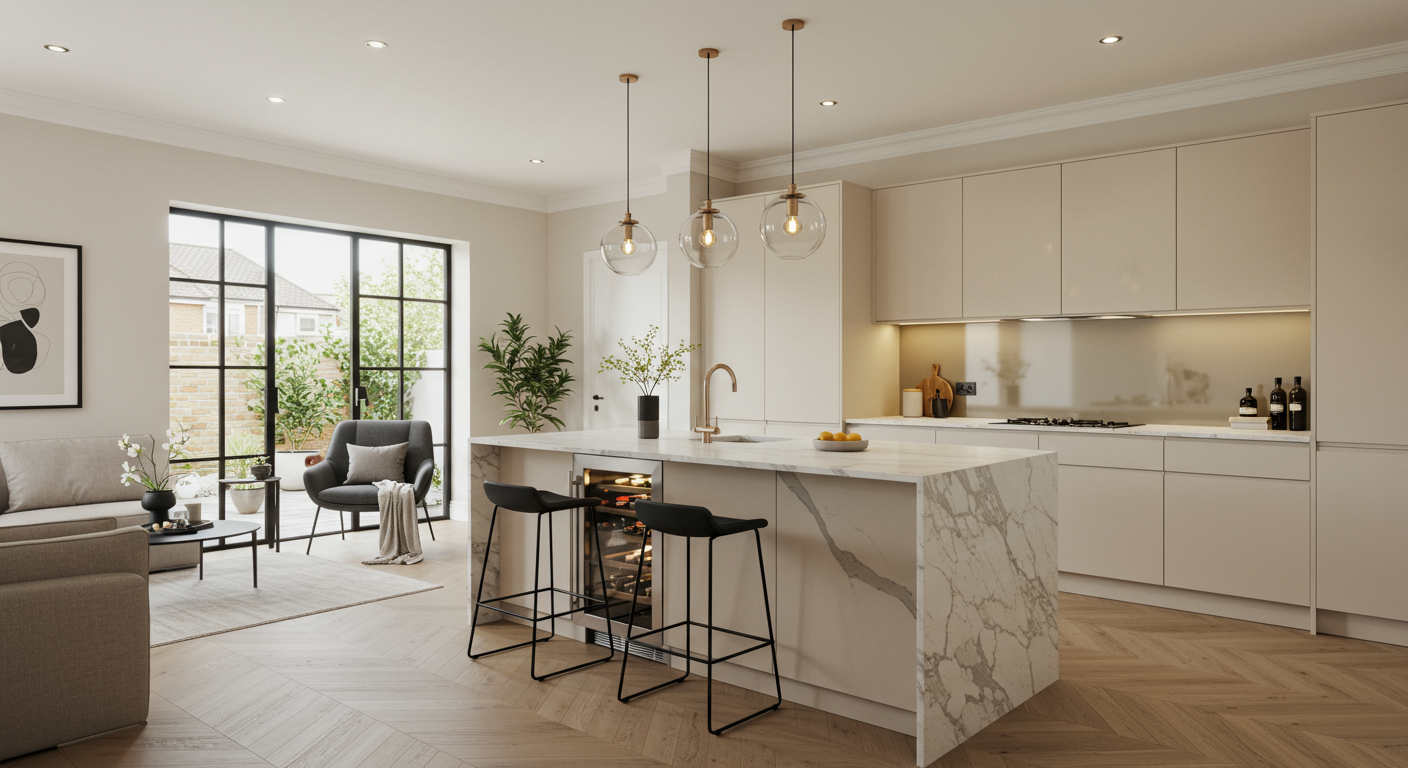 Open Plan Kitchen with Living Room