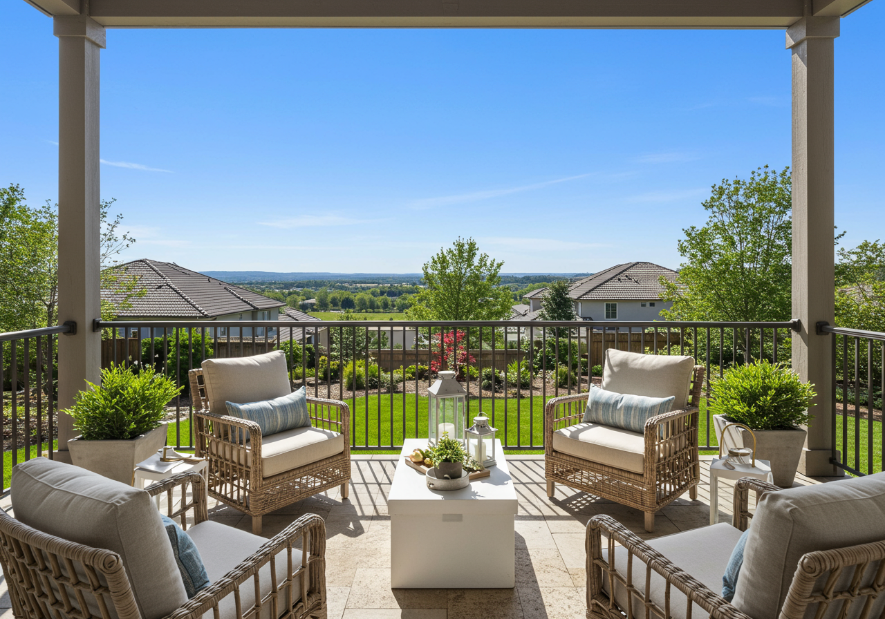 Backyard with fire table and endless city views in Irvine, CA