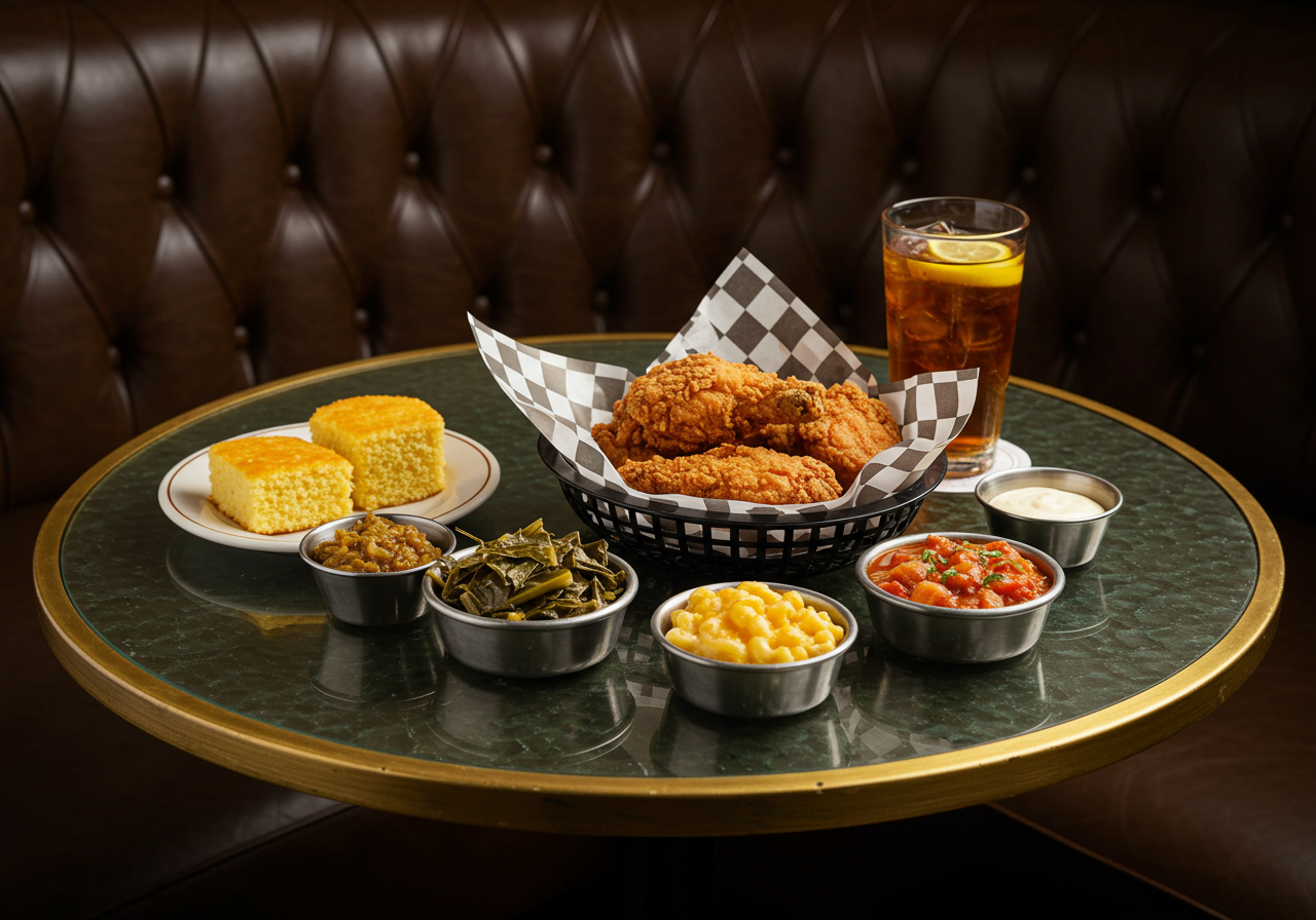 A lively spot for Southern classics like rosemary-spiced fried chicken and creamy mac and cheese, perfect for sports fans or friendly gatherings. Comfort food meets flair in every bite.