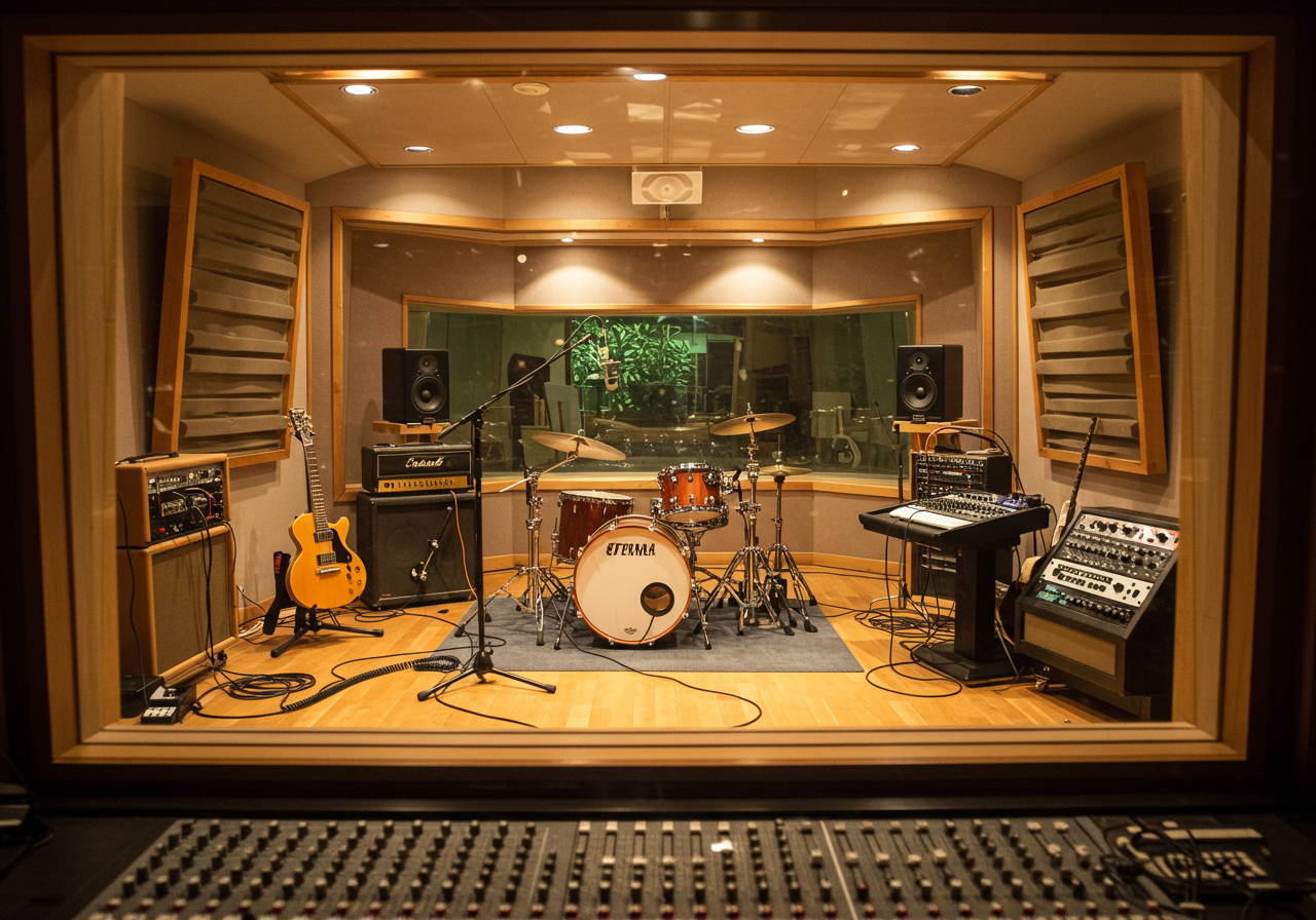 View of the recording studio.