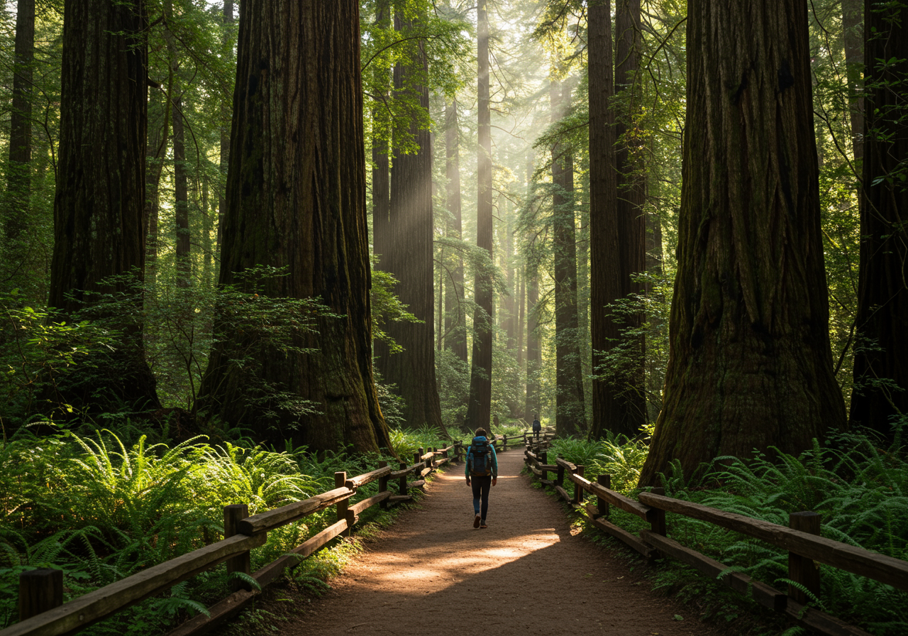 See the beautiful redwood trees
