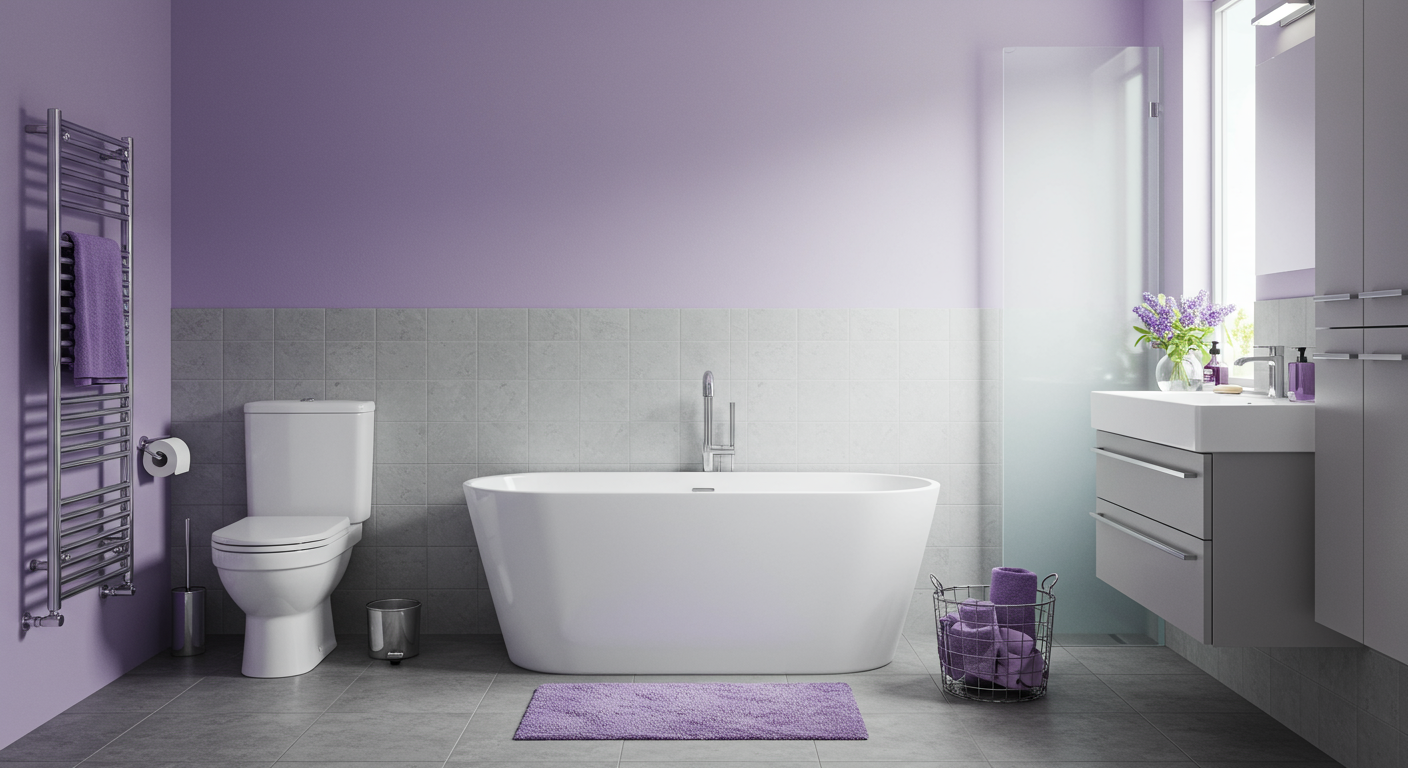 Lilac colored bathroom