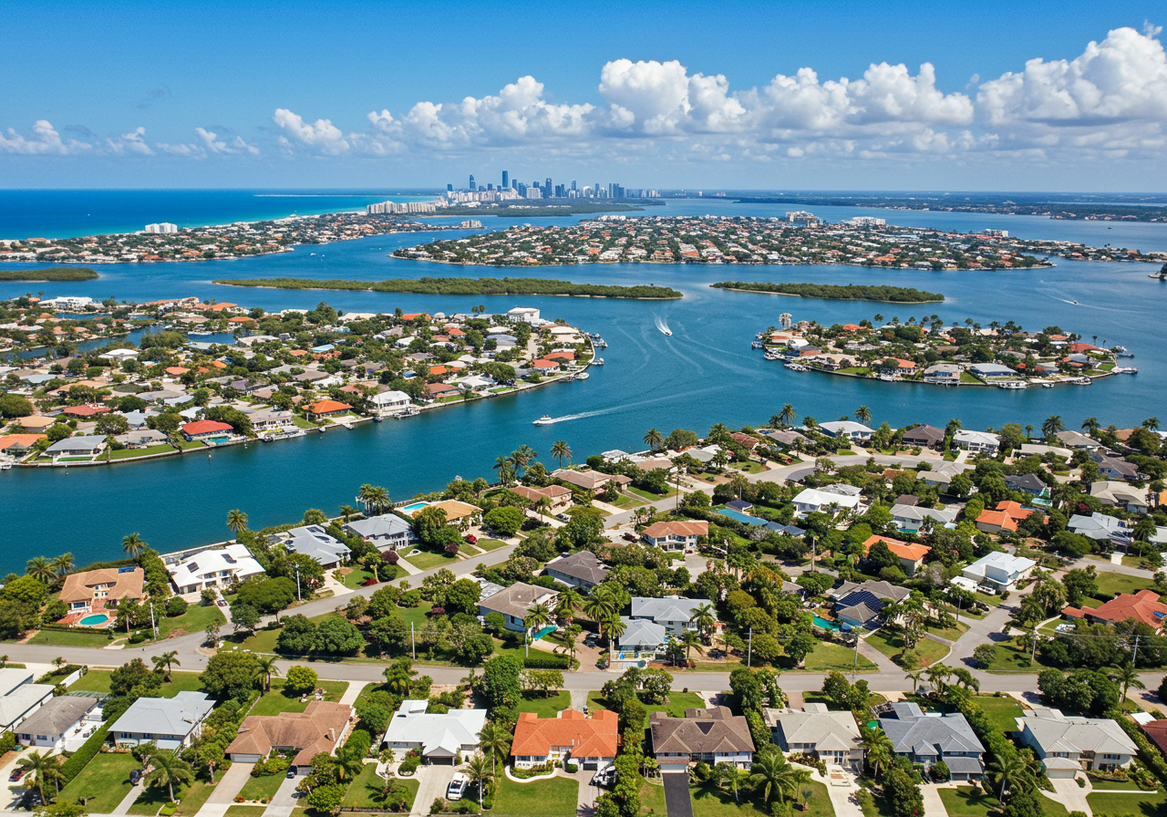 Aerial View of Cape Coral Florida Canal Homes