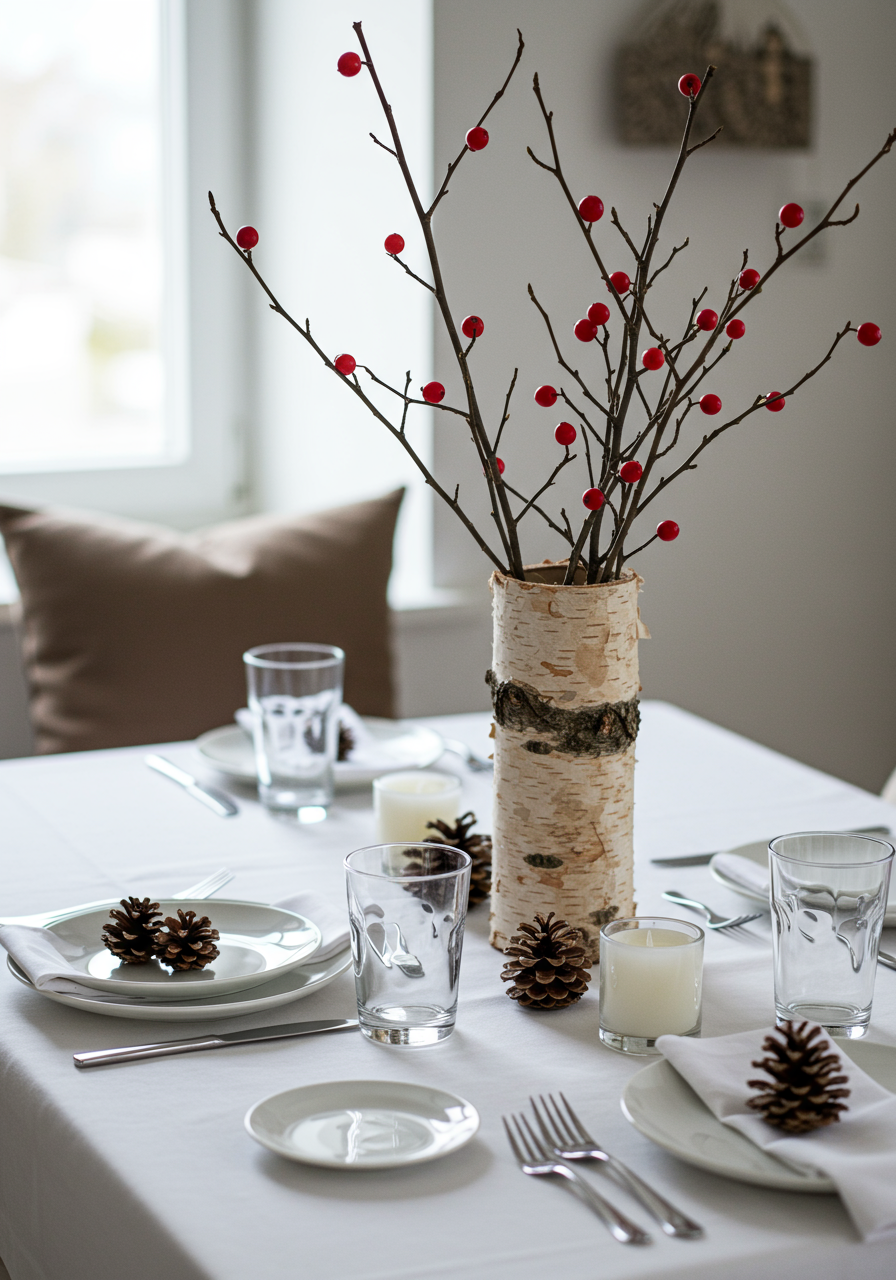 winter crafts birch vase