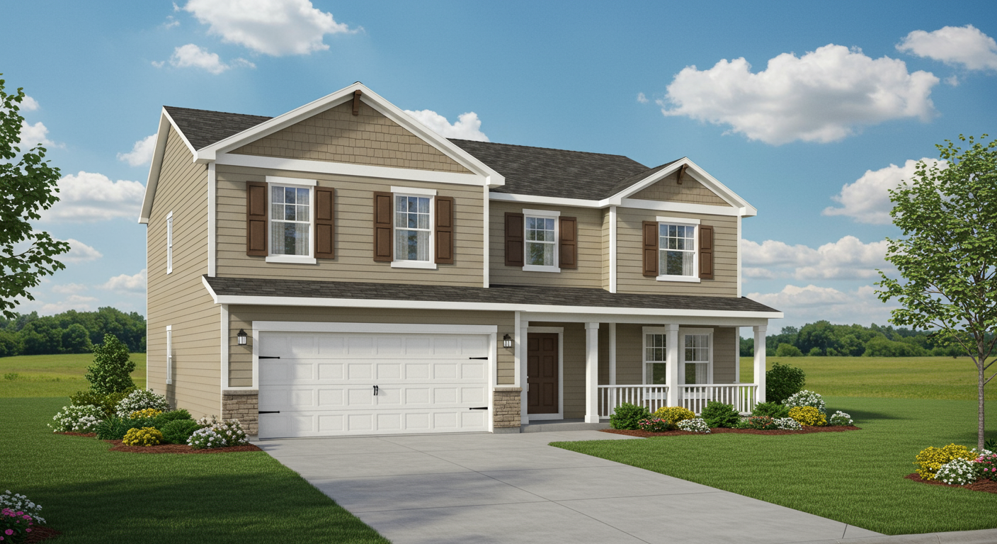 Modern multi-story home with large windows and lush greenery, representing contemporary real estate.