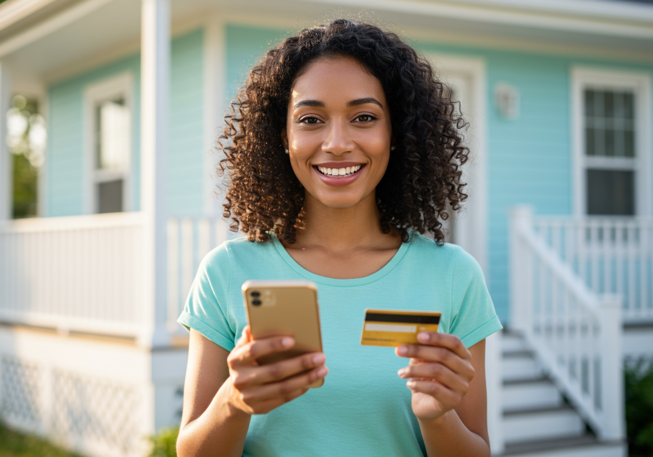 Lady building her credit