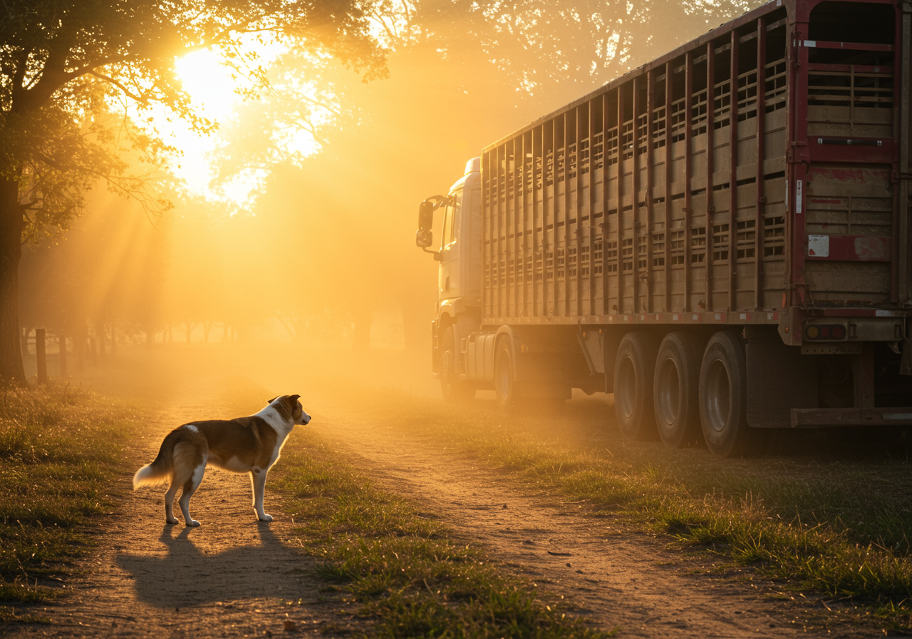A working dog at a livestock farm in Australiaa waiting for her job to start.
