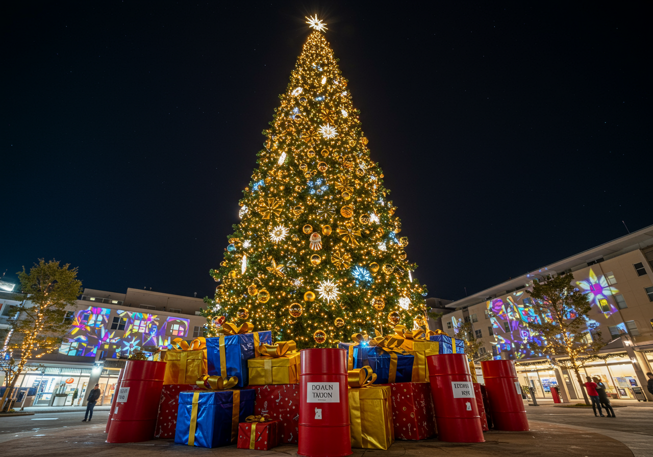 Thrive City holiday tree at Chase Center