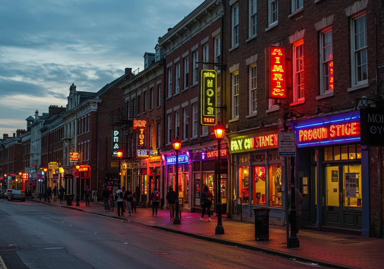 Broadway pub district in downtown Nashville 