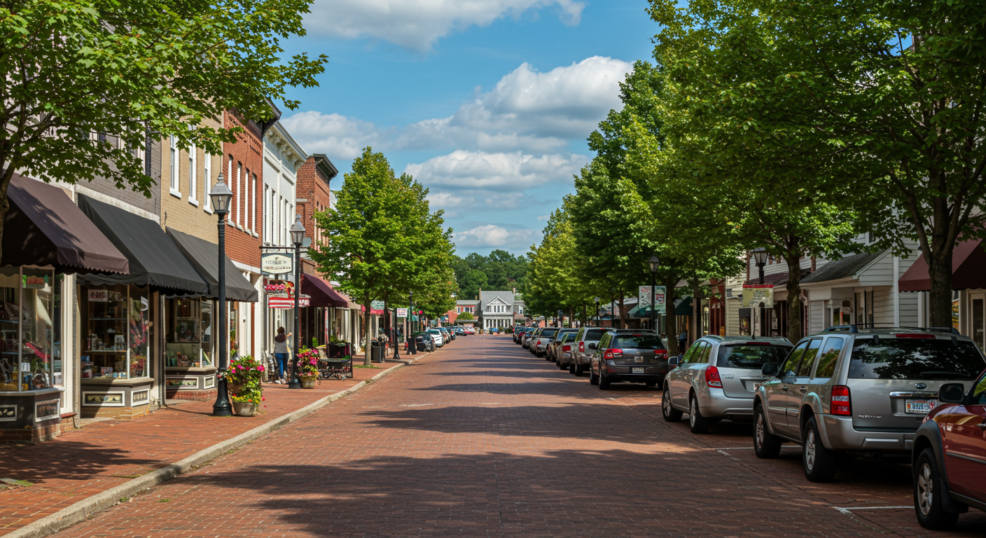Zionsville Indiana - looking down Main street, made from brick