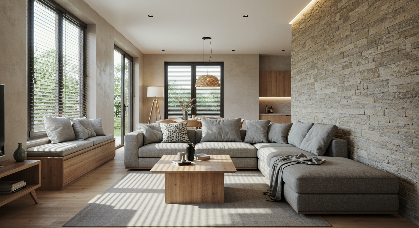 The den looks out to the views.