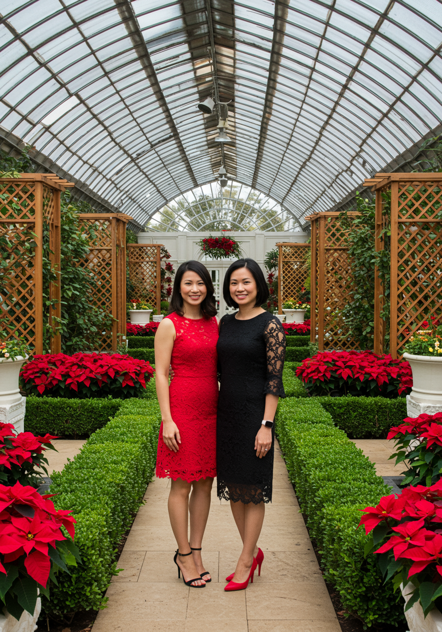 Phipps Conservatory Winter Flower Show, illuminated garden