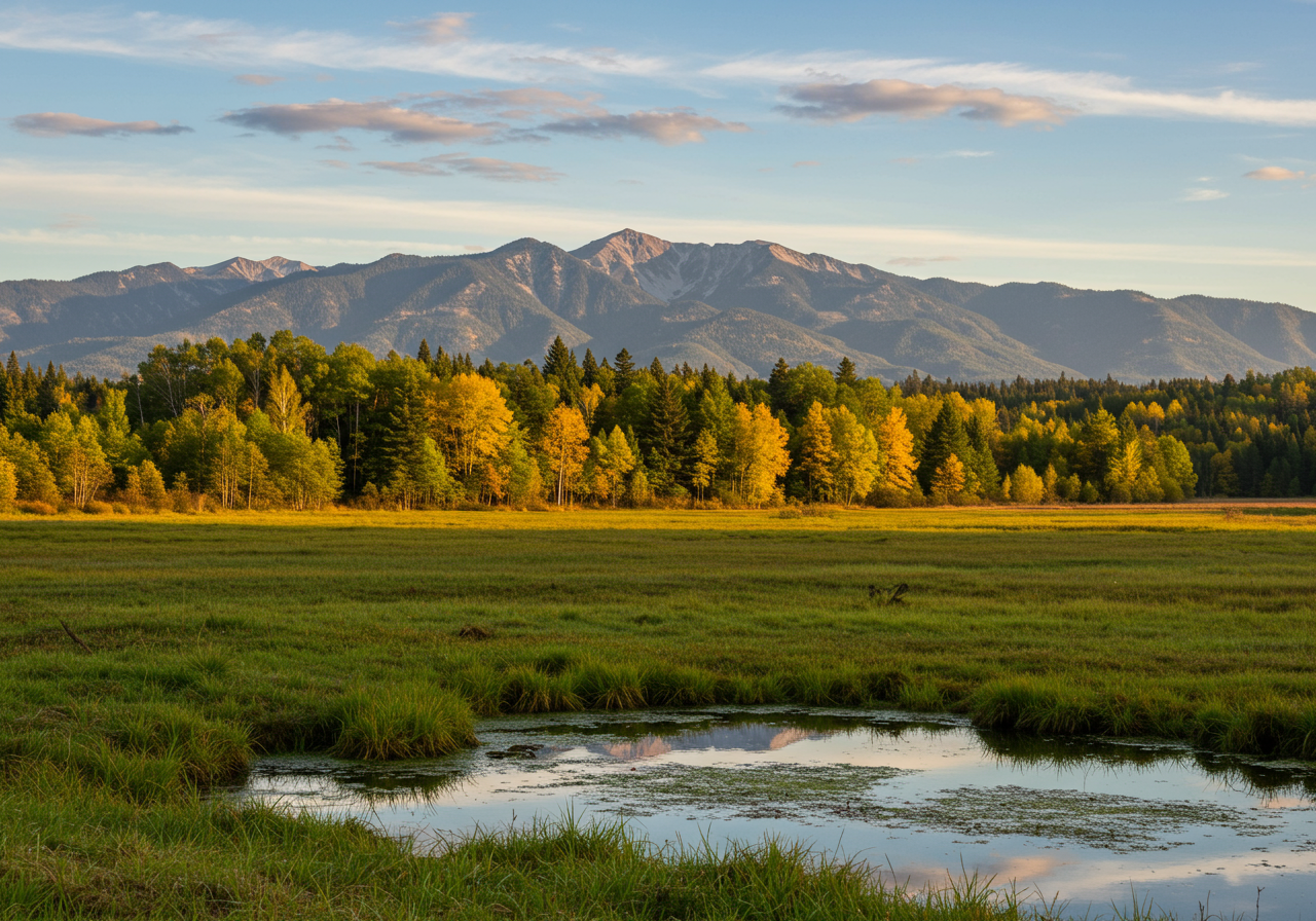 A fall view of Snowcreek Golf Course with yellow trees and the Sherwin mountains behind