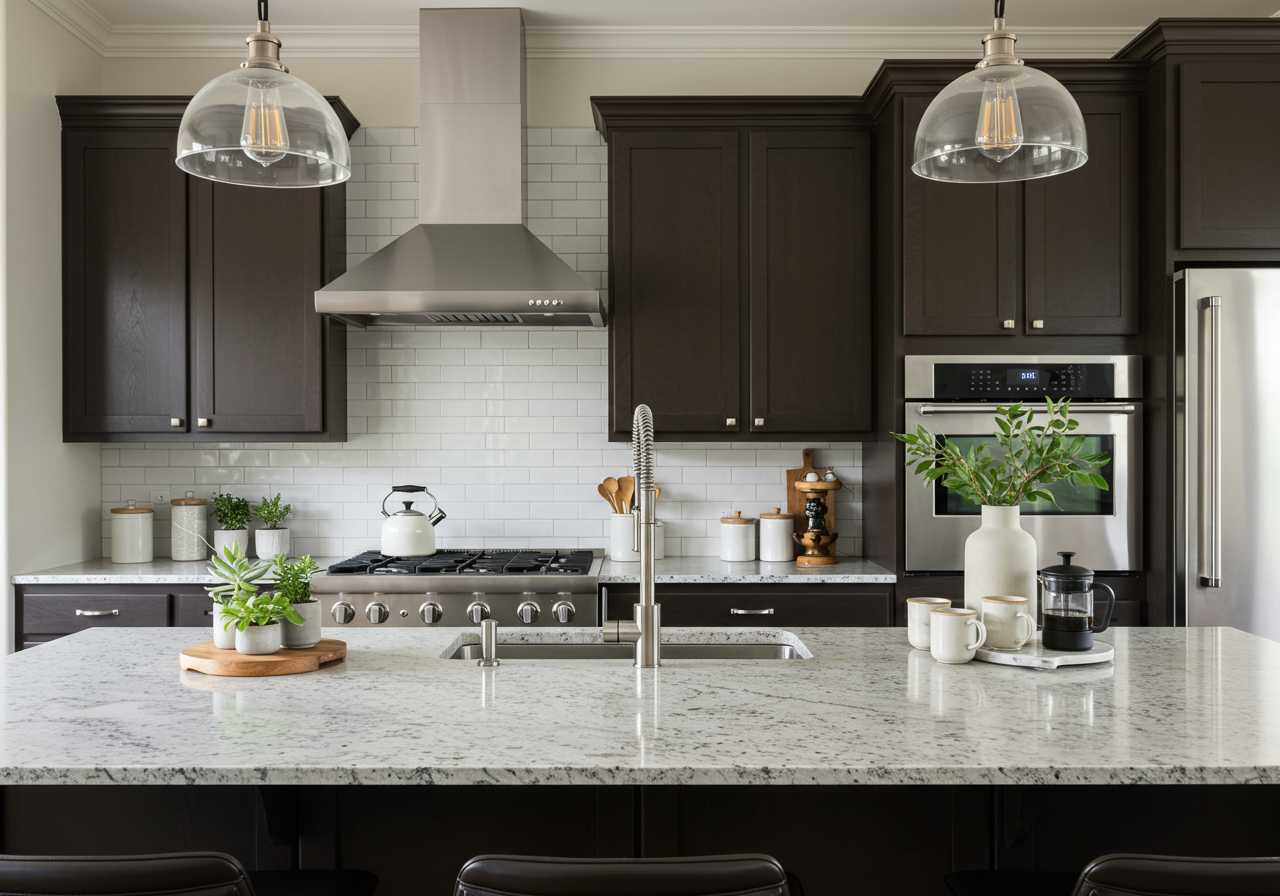 Close-up of modern cabinet handles