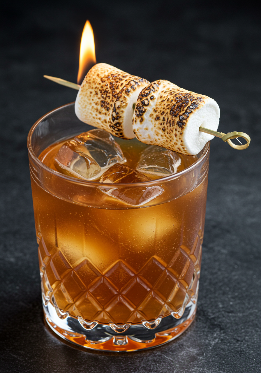 campfire mules with a torched marshmallow garnish