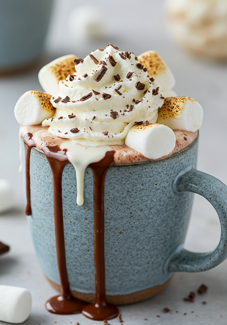 spiked hot chocolate with kahlua marshmallows and whipped cream