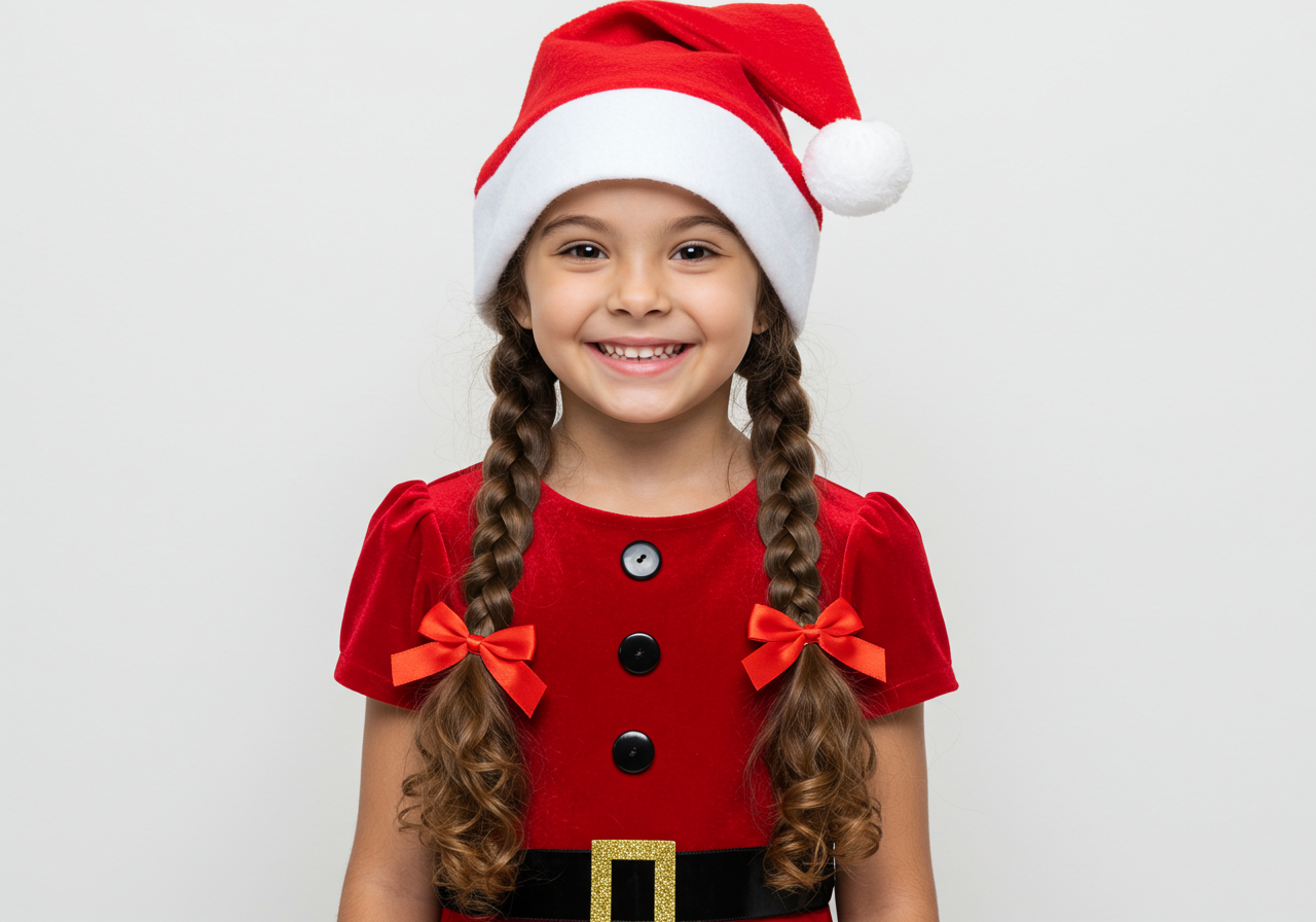 Girl in Santa Claus costume