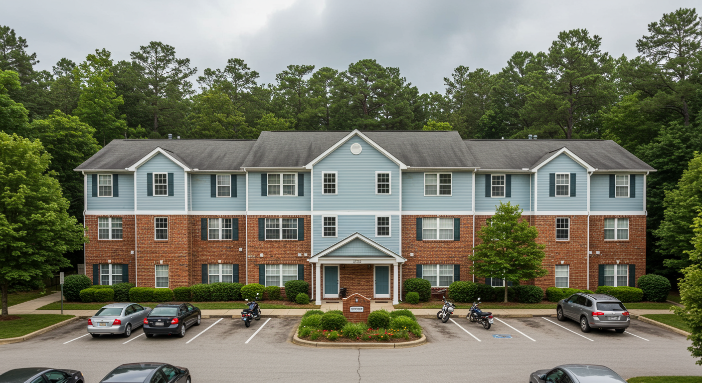 An aerial view of a nice apartment complex 
