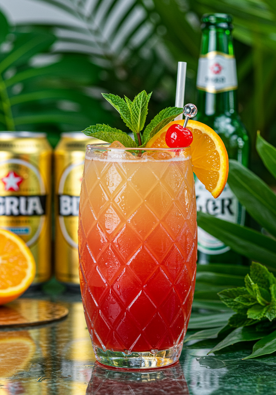 Miami Vice frozen cocktail from Santiago’s food stall