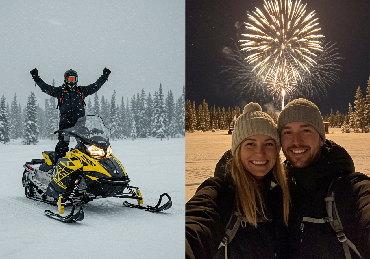 Gunnison and Crested Butte Winter Activities - Snowmobiling and Fireworks
