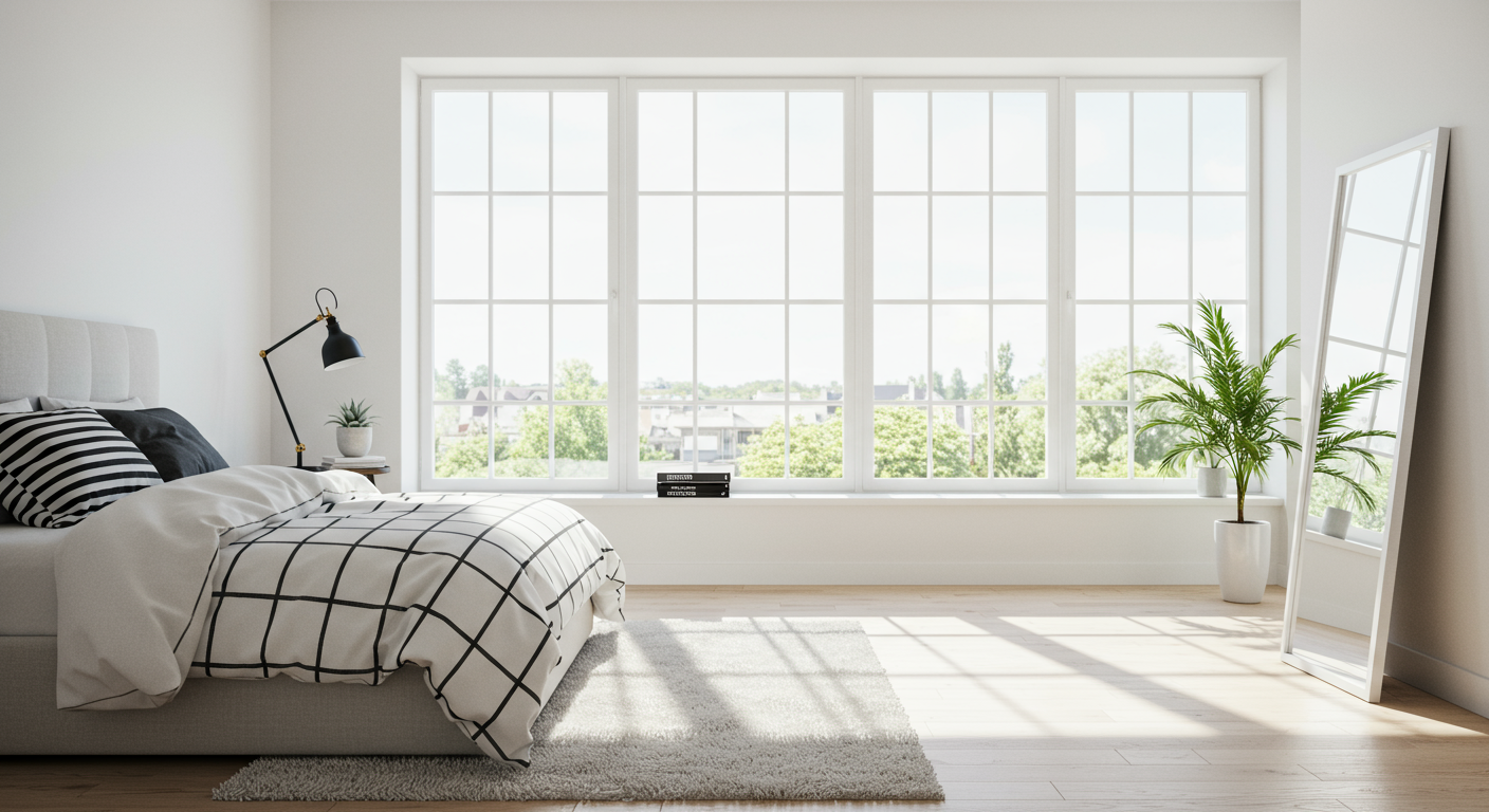 A Bedroom with a Bed and French Doors