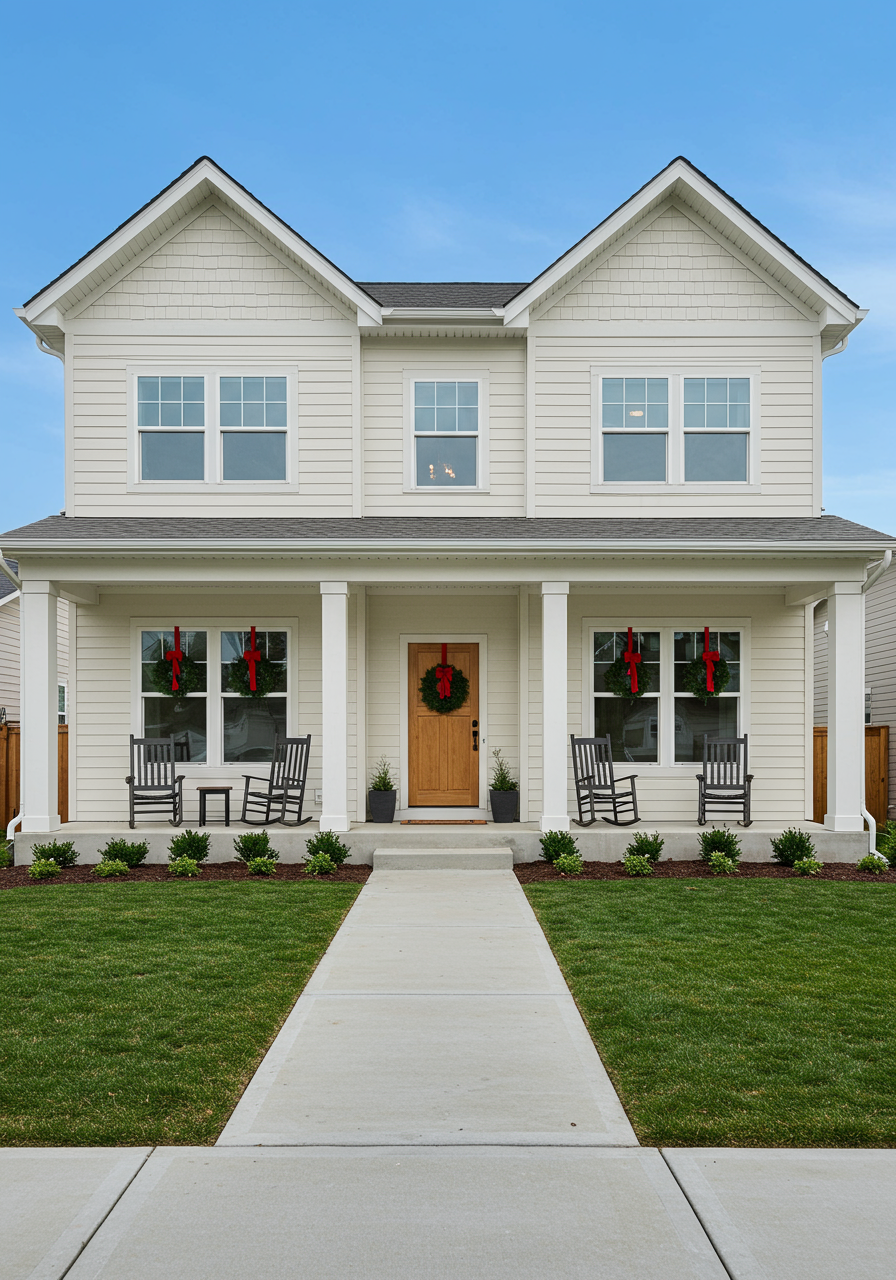 beautiful modern farmhouse style exterior of showcase home