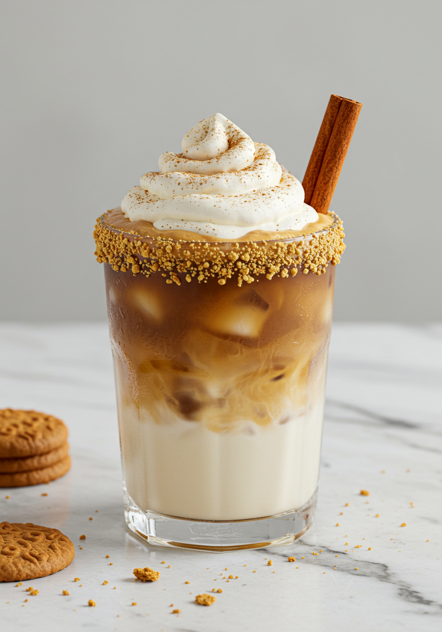 pumpkin spice white russians with cinnamon and whipped cream