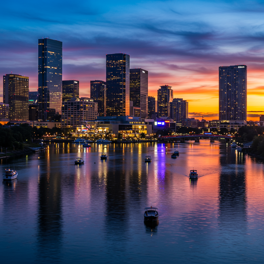 Downtown Tampa, Florida, skyline from Riverwalk