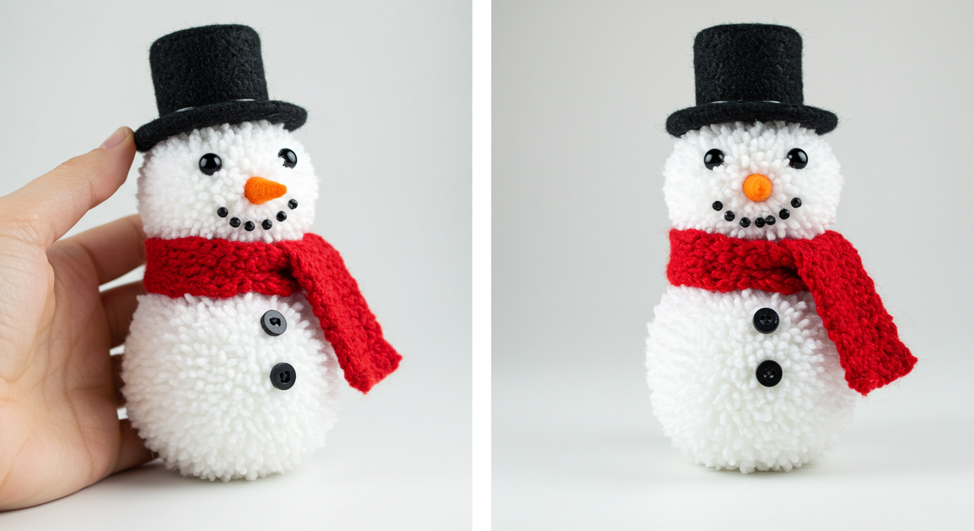 Finishing pipe cleaner scarf on clothespin snowman