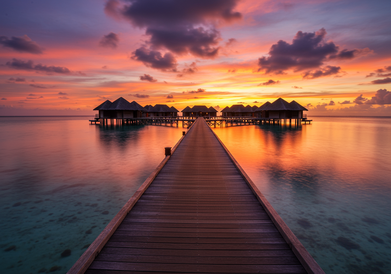 Sunset at Maldivian beach