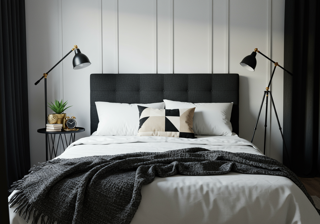 Headboard and bedside table