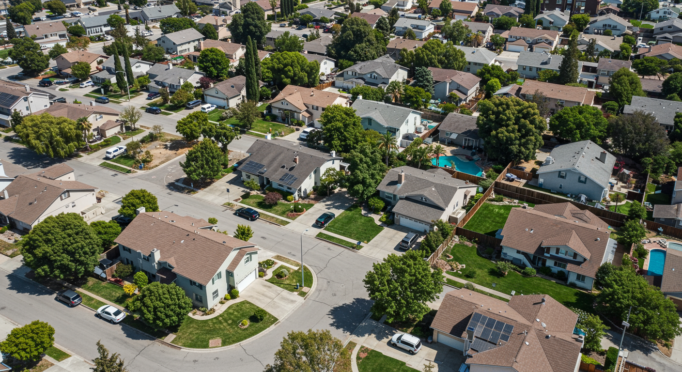 Aerial photography of houses and streets