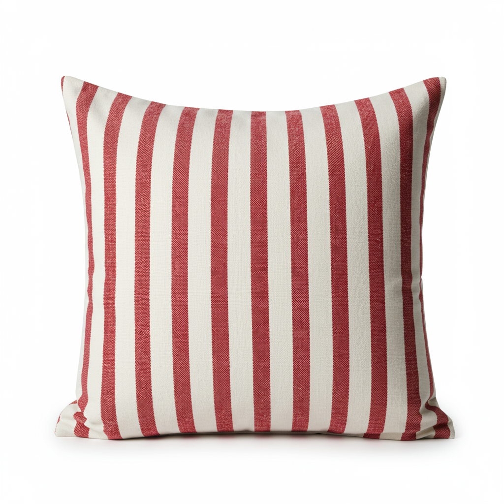 red stiped square cushion